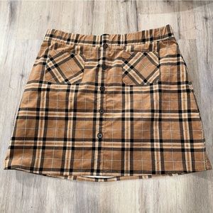 Plaid corduroy skirt